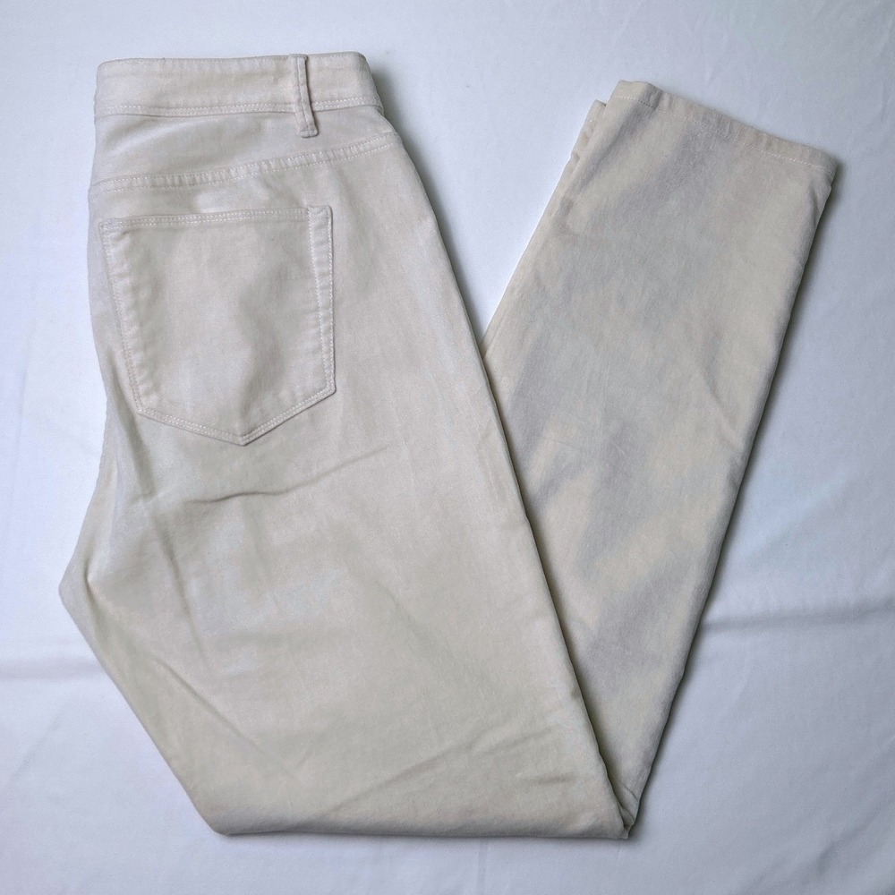 J. Jill Womens Mid Rise Straight Leg Velvet Jeans Size 8 Ivory Stretch Neutral